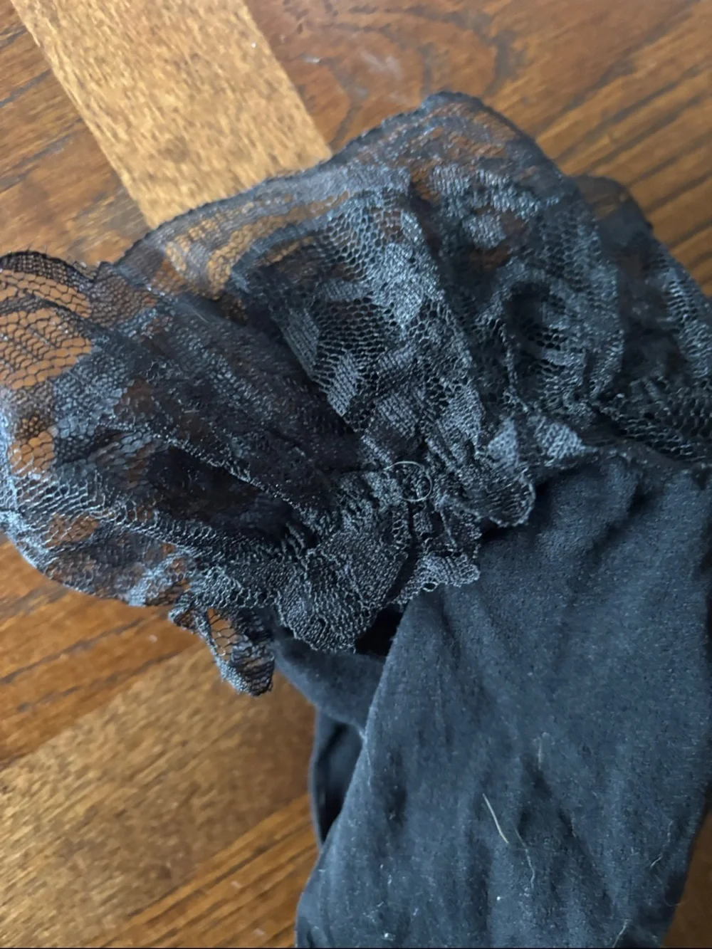 Black lace trim thigh high stockings - sheer hoisery